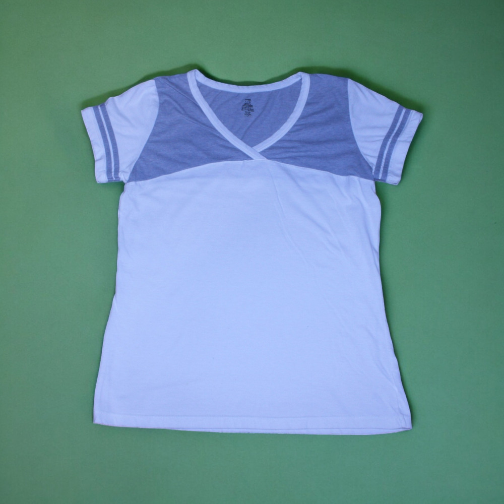 Imagin8 Womens White Grey Baseball Tee Large